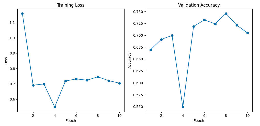 Training Loss and Validation Accuracy